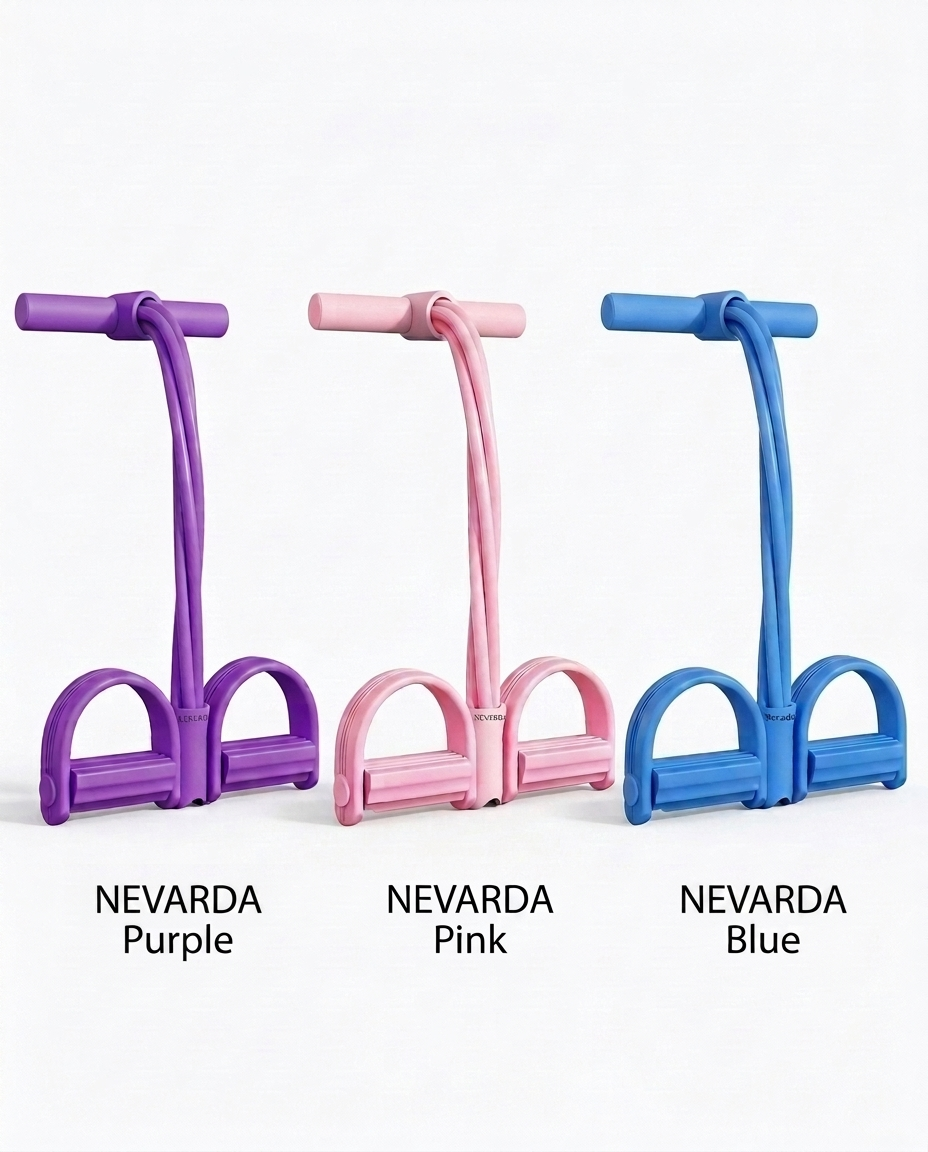 Nevarda Flow Pedal Trainer shown in pink, purple and blue
